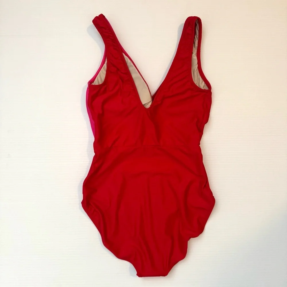Hermoza Vera Colorblock One Piece Swimsuit Pink Red Size Small